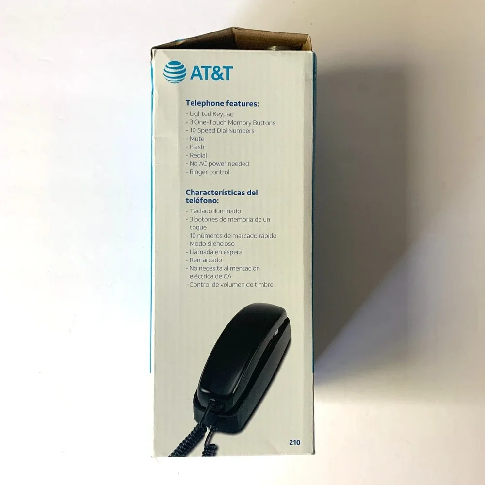 AT&T 210 Black Trimline Telephone w/13 Number Memory Additional Features w/ Box‎ - Picture 5 of 13